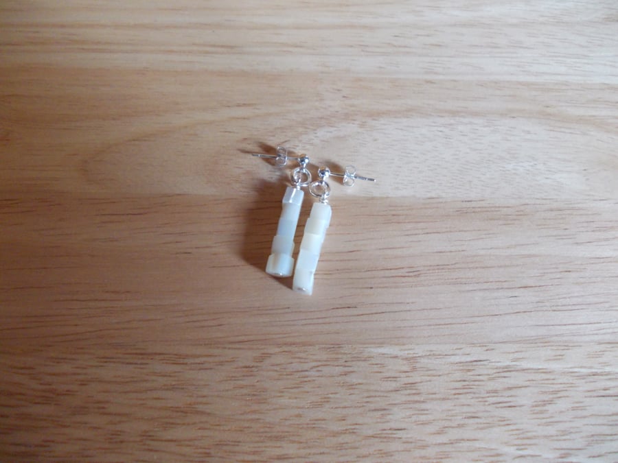 Ivory shell cube drop earrings