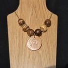 Pine, Bay Tree & Linden Wood Scarab Beetle Necklace.