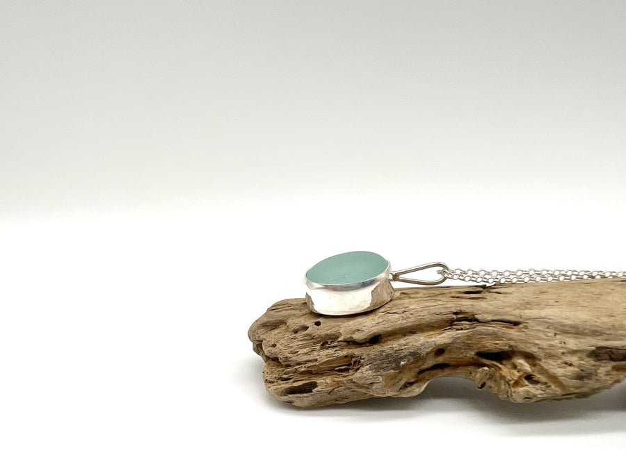 Isle of Wight Aqua Sea Glass Necklace