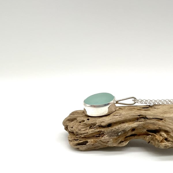 Isle of Wight Aqua Sea Glass Necklace