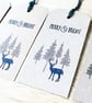 5 Large Christmas Tags, Stag Tags, Rustic Deer, Winter Scene Christmas Wrapping - Image 1