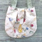 CREAM FLORAL FABRIC SHOULDER BAG, Spring and Summer accessory