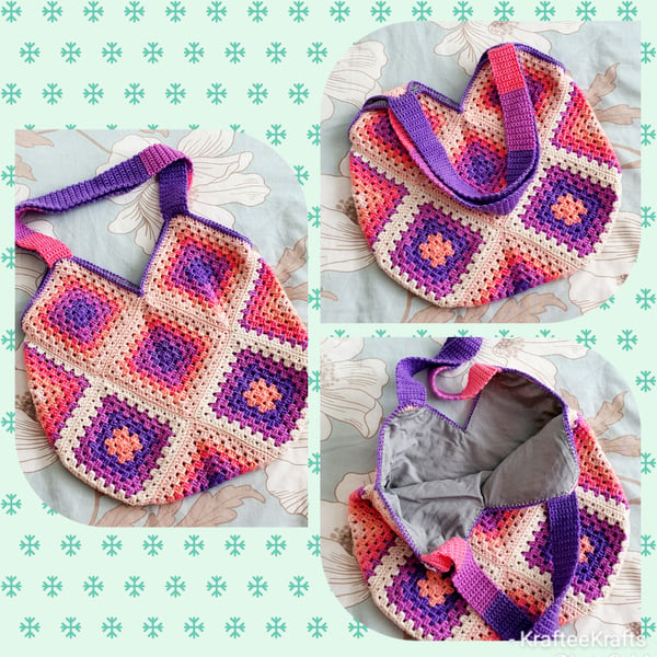 Medium crochet bag, tote bag, shopping bag 