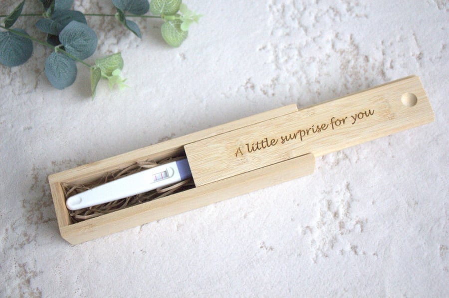 Engraved pregnancy test box, keepsake box, memory box, personalised