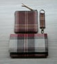 Brown and taupe bi fold tweed wallet, coin purse, keyring and wallet gift set - Image 3