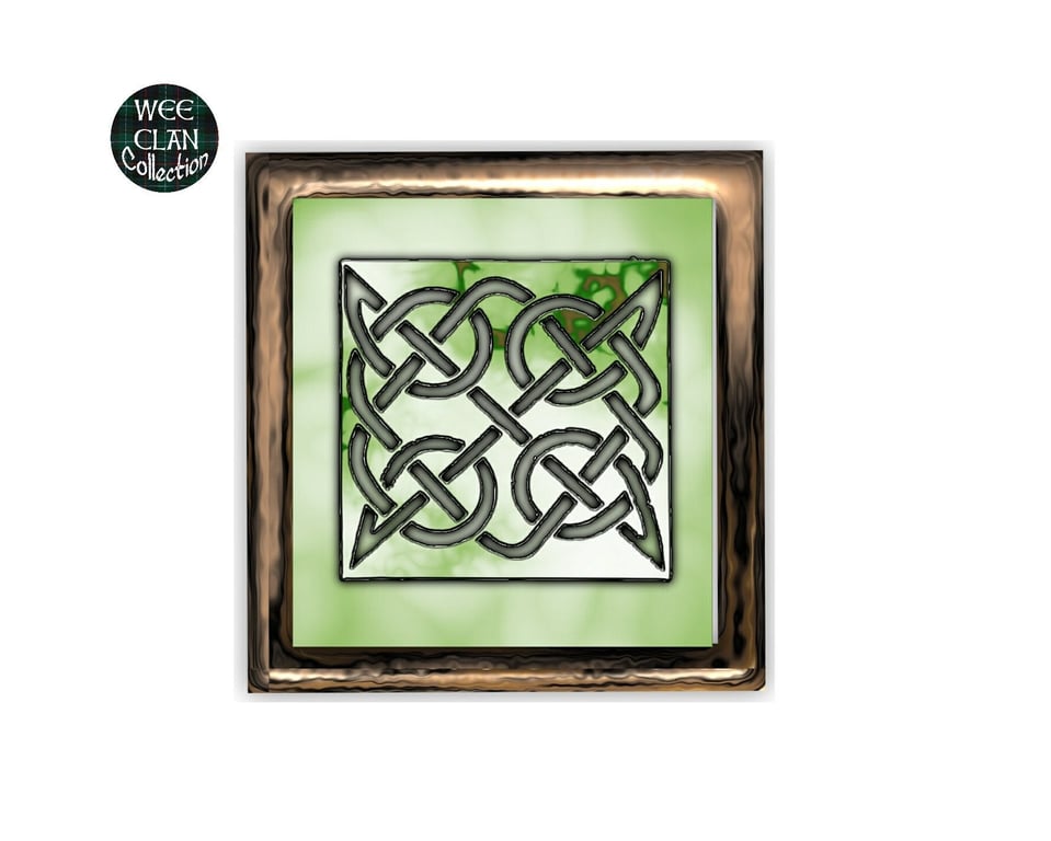 Celtic Inspired Four knots on green square bronze frame Vinyl Sticker For Phone,