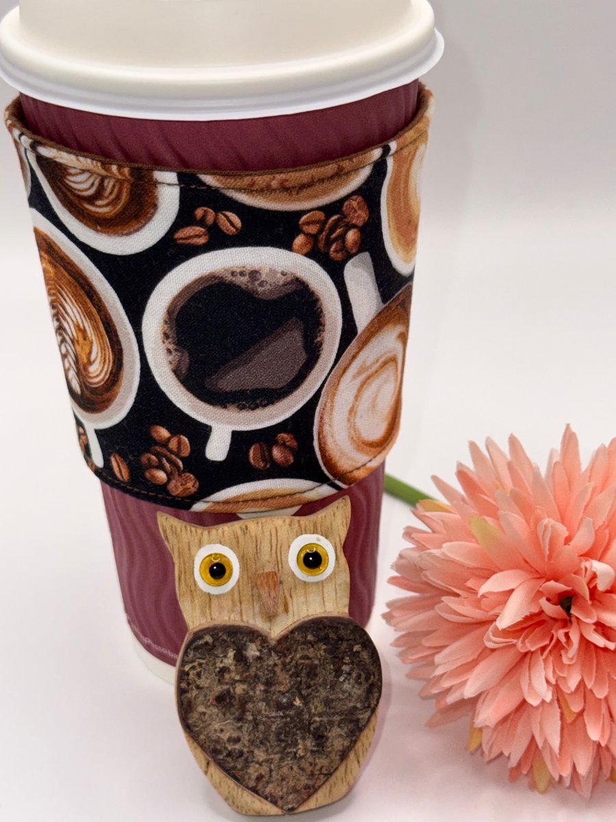 Fabric Cup Sleeve for Disposable and Travel Cups, Gift for Coffee Lovers