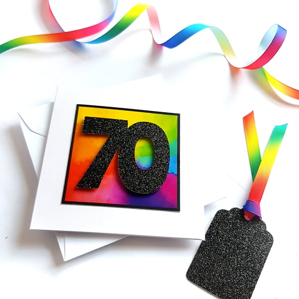 Age 70 - Rainbow 70th Birthday Card
