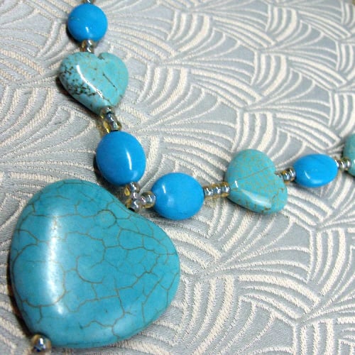 Turquoise Necklace, Romantic Necklace, Heart Necklace SPSA59