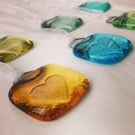 Fused Glass Heart Tokens 