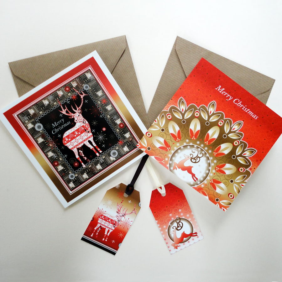 Christmas Reindeer Display - Greeting Cards and Tags