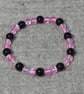 Pink Mermaid Glass and Blue Goldstone Elastic Bracelet - Image 2