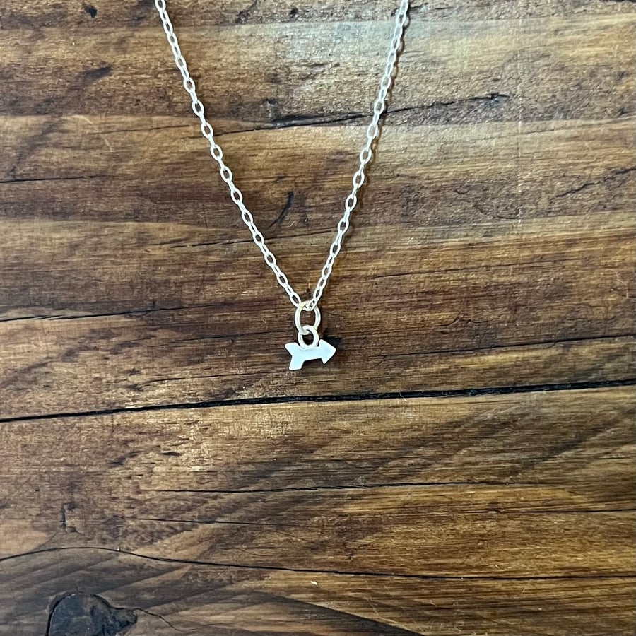 Petite Arrow Pendant on 18" inch Trace Chain - Handmade, Sterling Silver