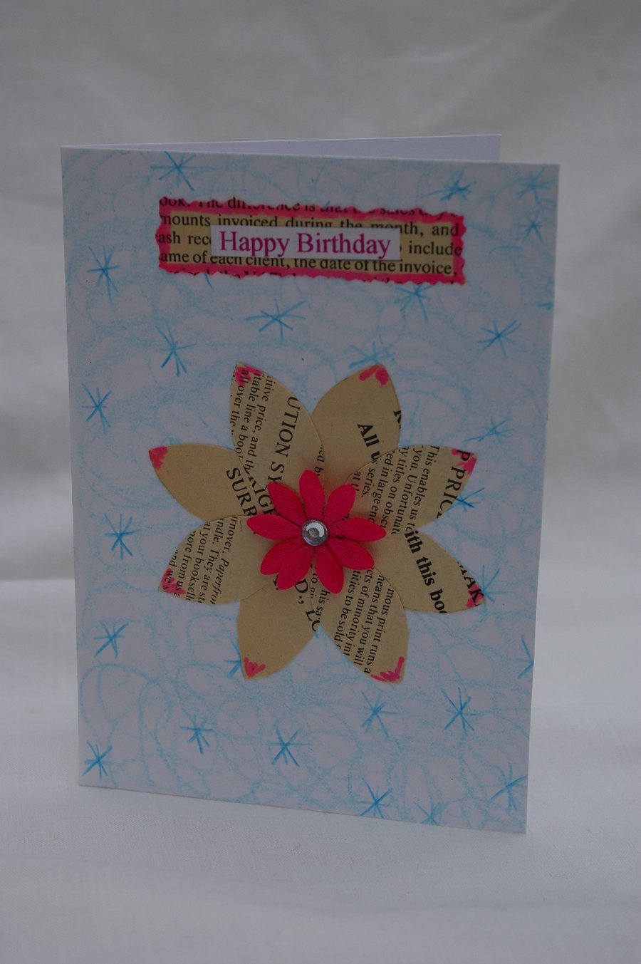 Handmade Birthday Card with Paper Flower
