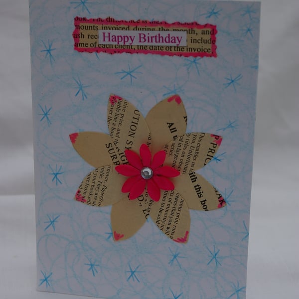 Handmade Birthday Card with Paper Flower