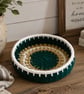 Forest Green, Off-White & Jute Coil Basket - Image 9