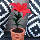 Felt oriental lily in woven pot