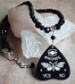 Black Ouija Planchette Necklace with Black Glass Beads - Image 1