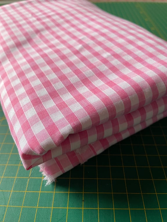 4 Metres of Pink and White Gingham Fabric Dressmaking Fabric Polycotton