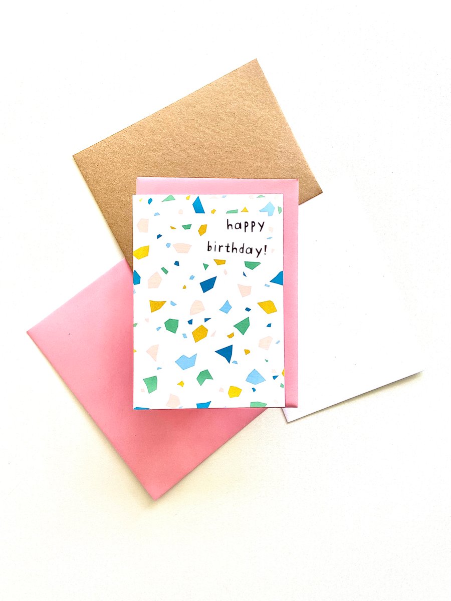 Terrazzo Print Happy Birthday Card