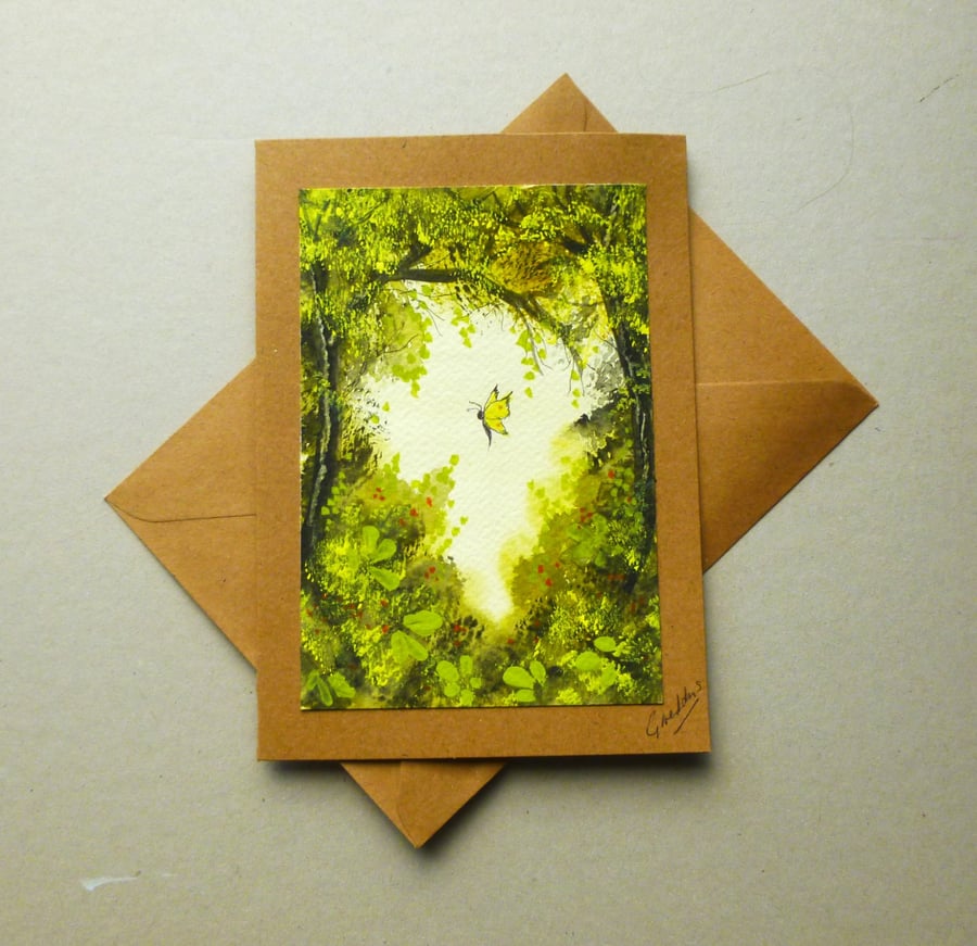 hand painted original art blank greetings card ( ref FA 131 K1 )