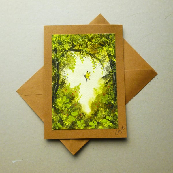 hand painted original art blank greetings card ( ref FA 131 K1 )