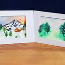 Winter landscapes in watercolour - Seasonal greeting card, blank inside. 