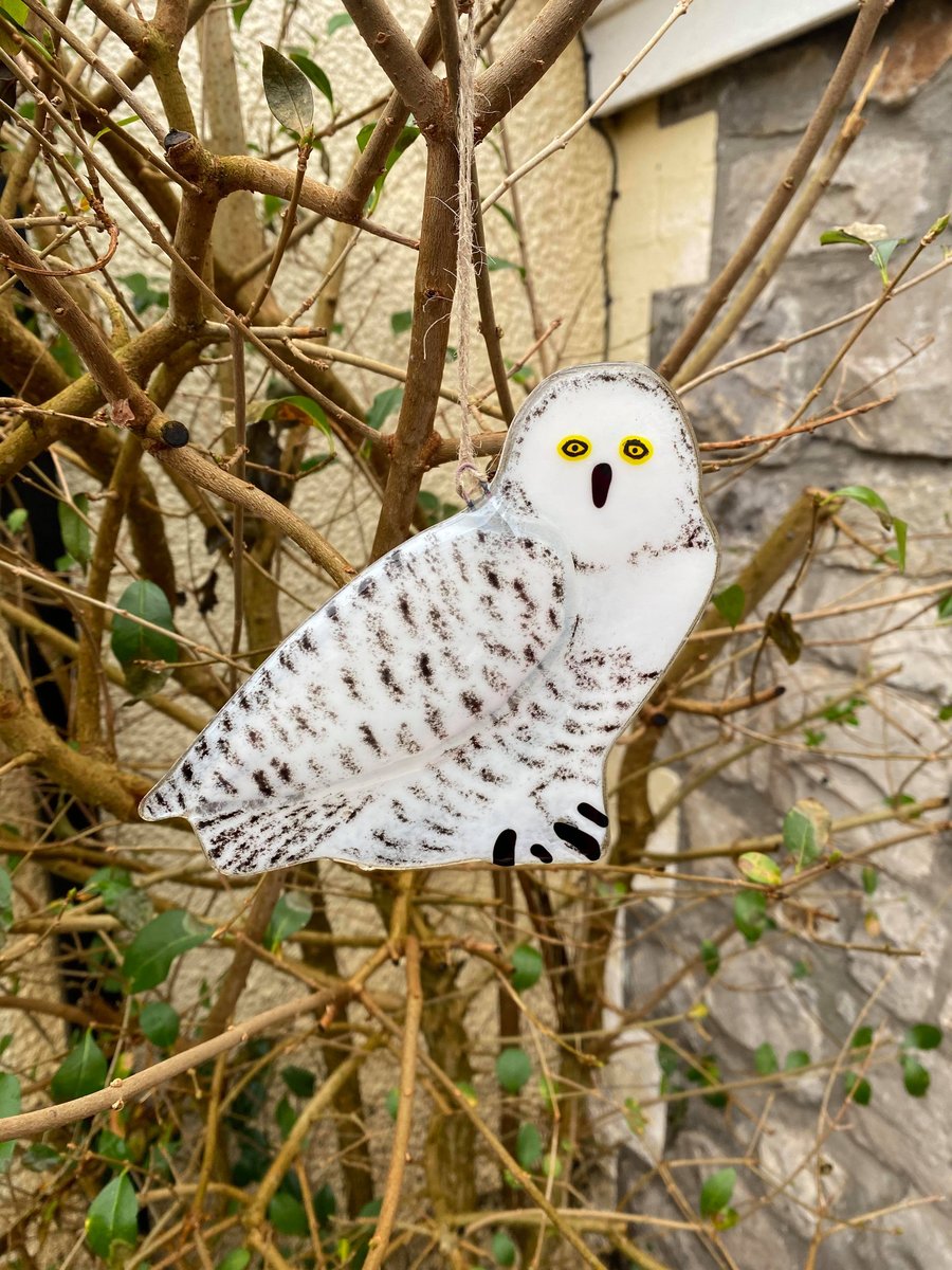 Fused Glass Birds, OWL bird lover gift, British bird, hanging bird