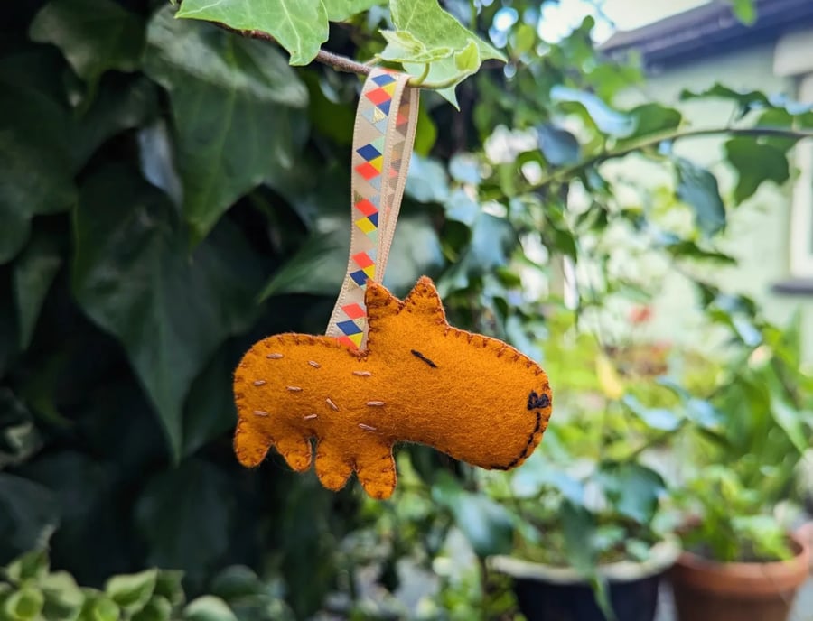 Mr Capybara hanging felt decoration