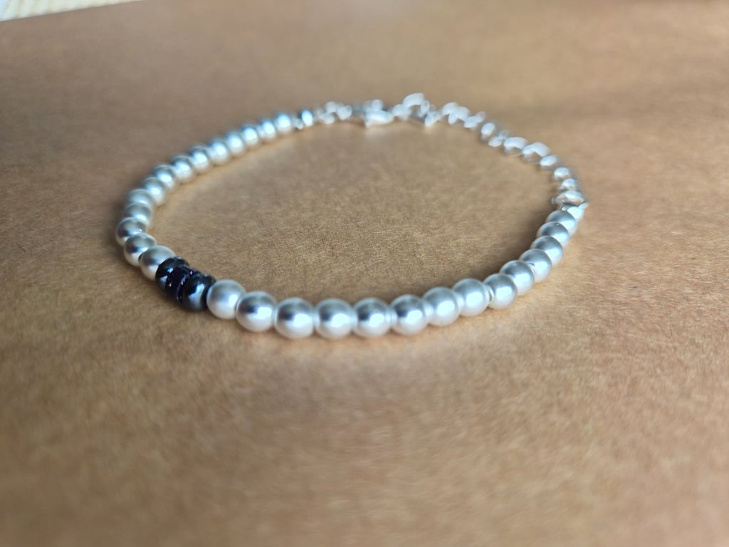 Matte silver and midnight blue bracelet. 