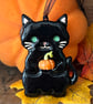 Cinders the black cat ceramic Halloween decoration - Image 1