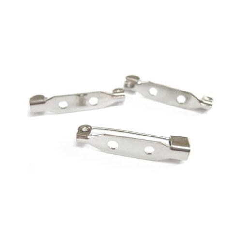 Iron Brooch Backs - Silver, 5mm x 20mm - Pack of 50x - Durable Findings for Jewe
