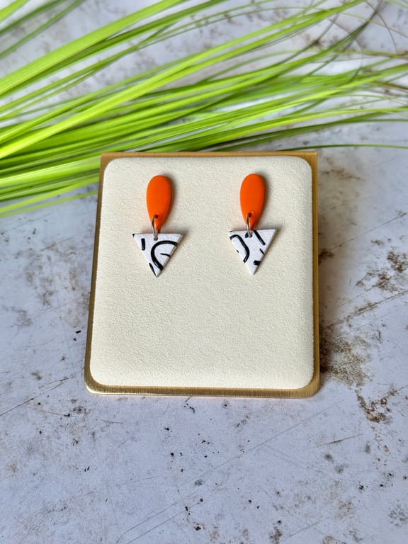 Colour & Monochrome - Orange and Arch Earrings