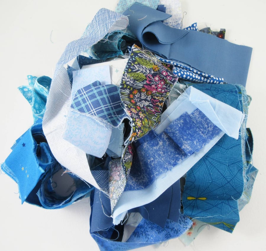 Blue Cotton Fabric Strips for Patchwork and Crafting