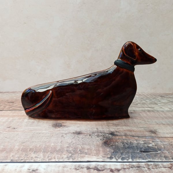Daschund Sausage Dog handmade pottery Dog