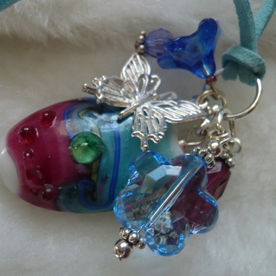 Aqua Glass Bead Pendant
