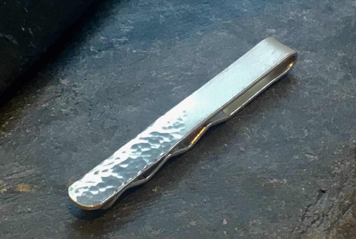 Reflections on the Sea Sterling Silver Hammered Tie Clip