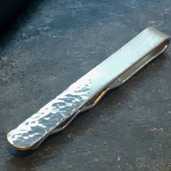 Reflections on the Sea Sterling Silver Hammered Tie Clip