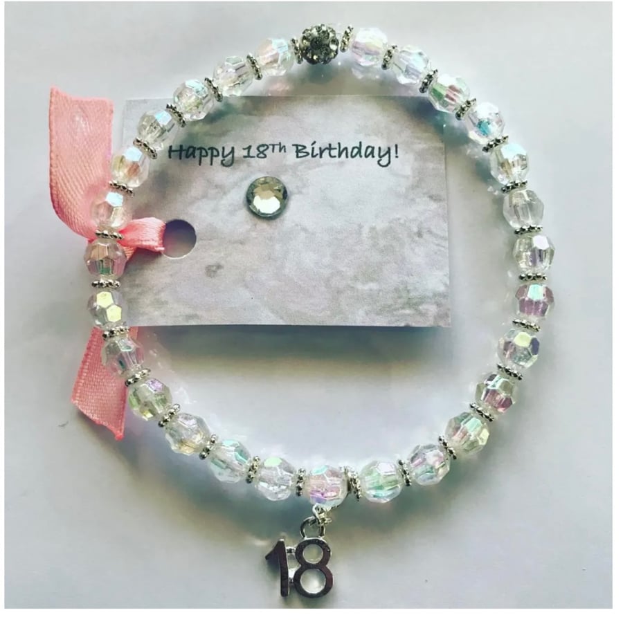 18th ab crystal beaded bracelet milestone gift bracelet