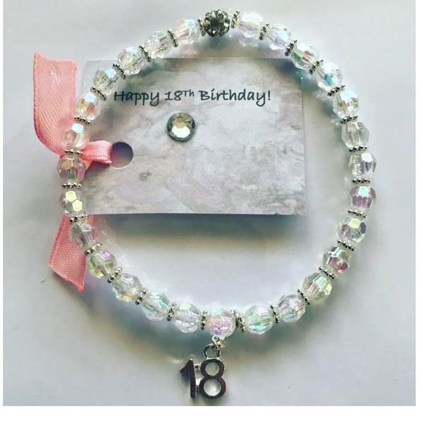 18th ab crystal beaded bracelet milestone gift bracelet
