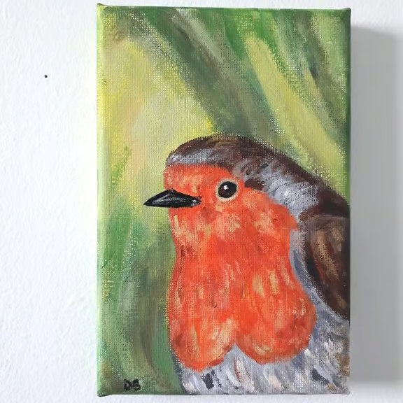 Robin small original painting on canvass