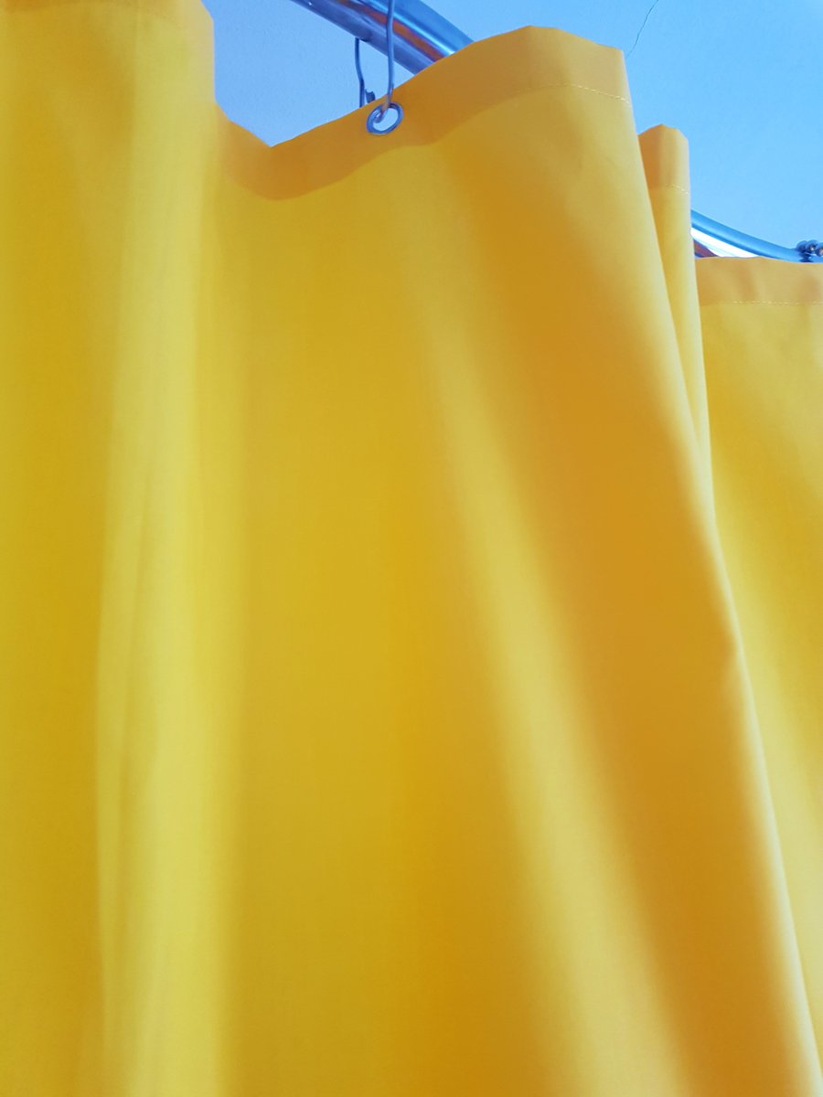 Sunshine Yellow Organic Cotton Shower Curtain, washable
