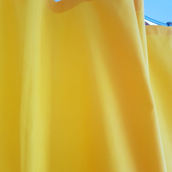 Sunshine Yellow Organic Cotton Shower Curtain, washable