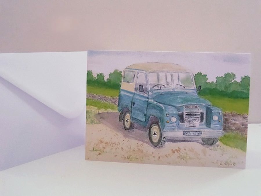 Greetings card A5 Land Rover Series III