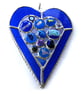 Heart Suncatcher Stained Glass Blue  Abstract 025 Nugget Handmade Gift - Image 4