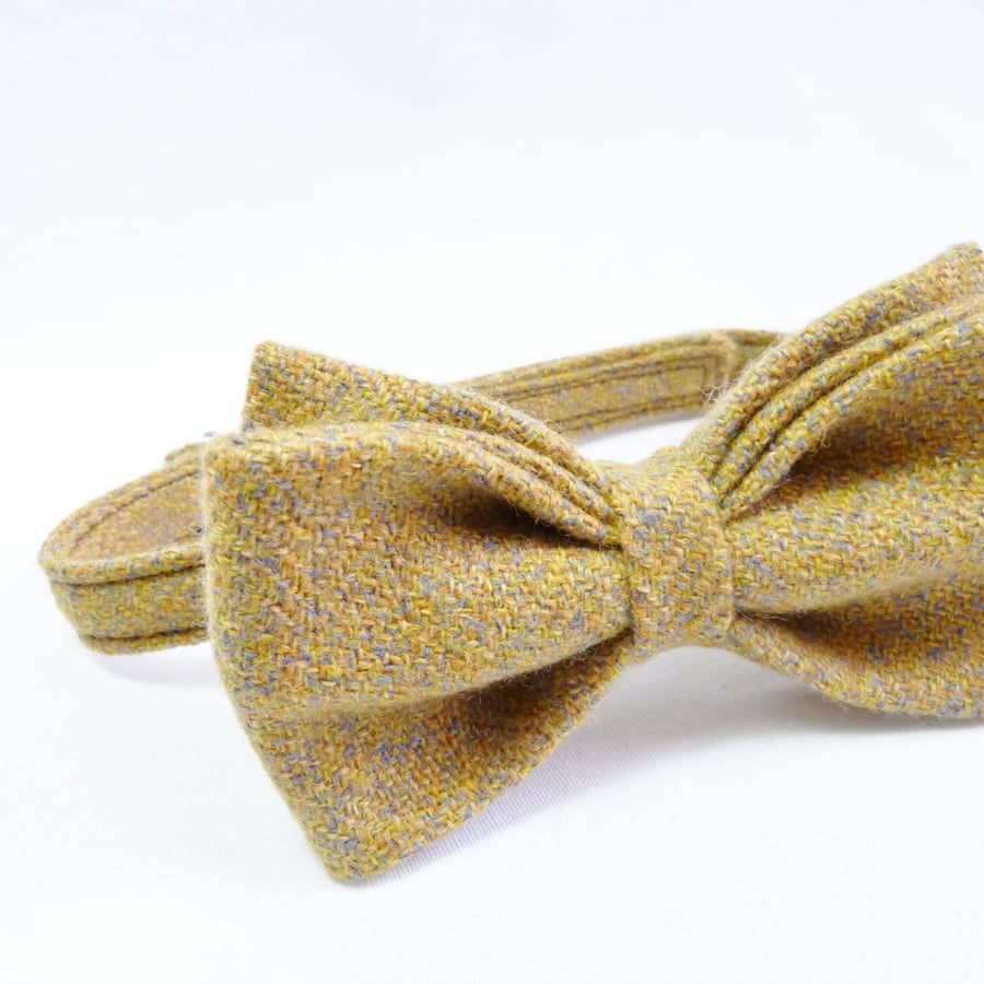 Mens Bow Tie - Mustard Yellow Irish Tweed