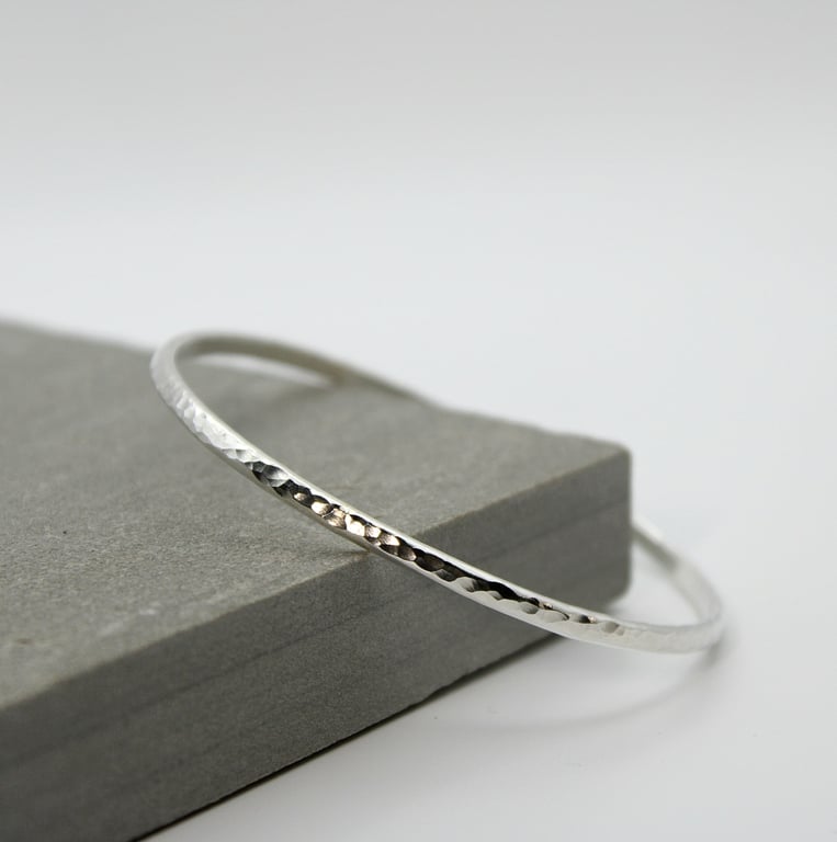 Sterling Silver Hammered Bangle