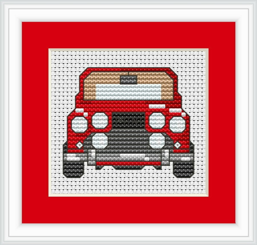 Red Mini Car Counted Cross Stitch Kit Beginner