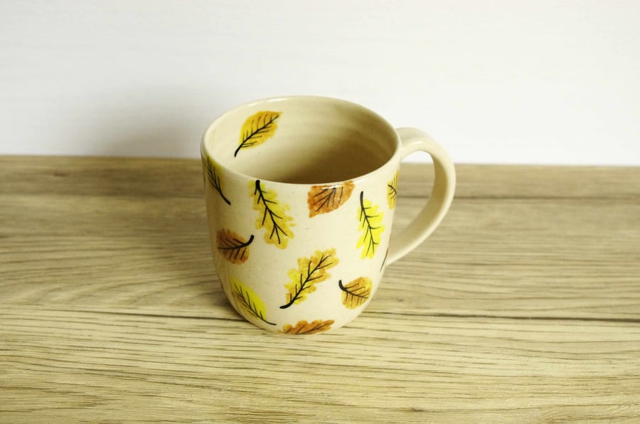 Medium Mug - Autumn Beech and Oak Leaves, Pattern