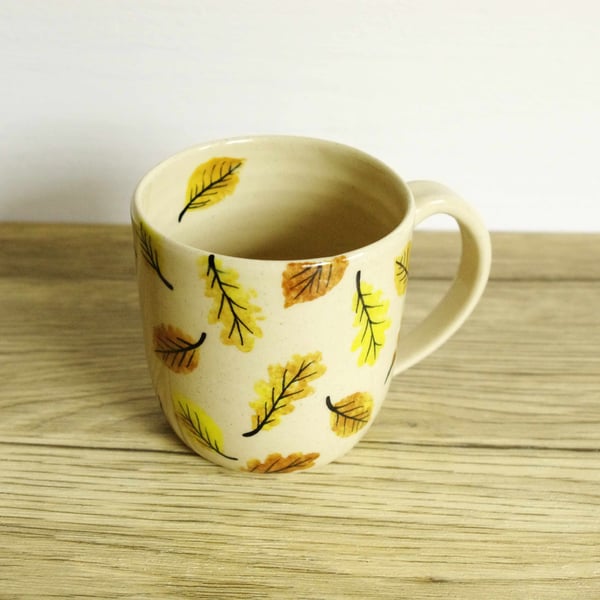 Medium Mug - Autumn Beech and Oak Leaves, Pattern